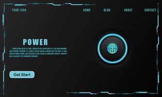 Power button on technology background, technology concept for web banner template or brochure , Black colour. vector