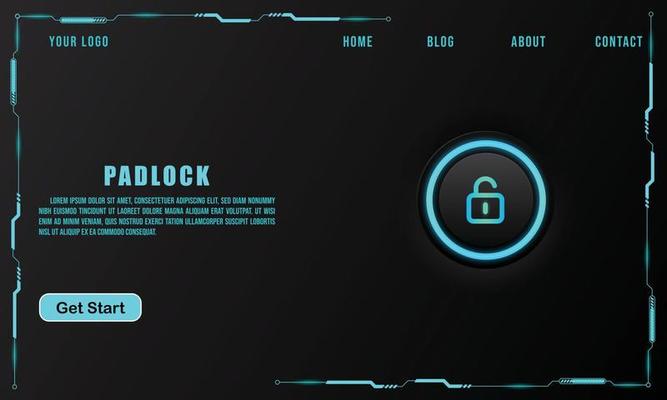 Padlock button on technology background, technology concept for web banner template or brochure , Black colour.