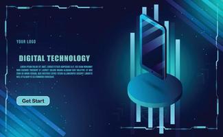 technology concept for web banner template or brochure , Blue colour. vector