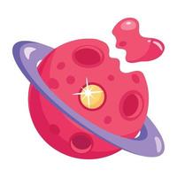 Check this flat icon of destroyed planet vector