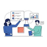 Check this flat illustration of project discussion vector