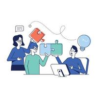 A customizable flat illustration of team work vector