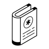 Modern isometric line icon of medical book vector