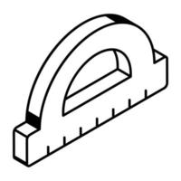 A protractor line isometric  icon vector