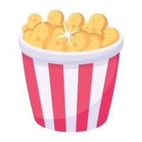 Red and yellow striped popcorn container symbolic of movie snacks vector