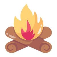 Modern flat icon denoting campfire vector