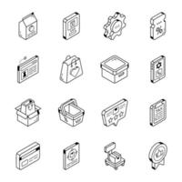 Ecommerce and Packaging Outline Icons