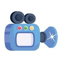 Flat icon of video camera device vector