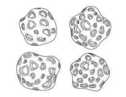 set of meteorite rocks doodle vector