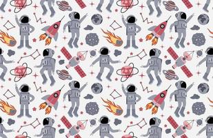 Seamless cute space pattern with astronauts vector