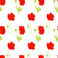seamless mönster med röda vallmo png