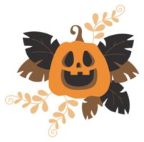 sticker  Pumpkin Jack  lantern with leaves png