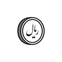Símbolo de icono de moneda de Irán con código iso. rial iraní código iso irr. ilustración vectorial vector