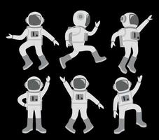 conjunto de astronauta aislado en un fondo blanco vector