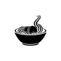Meat Balls in the Cup. Silhouette of the Noodle Bowl for Logo or Graphic Design Element. Bakso. Vector Illustration