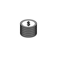 pila de moneda estadounidense, dólar, usd, pila de símbolo de icono de dinero. ilustración vectorial vector