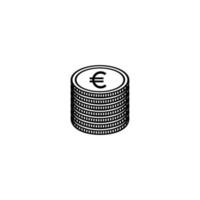 pila de dinero en euros, pila de símbolo de icono de dinero. ilustración vectorial vector