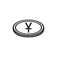China Currency, Chinese Currency Icon Symbol, Yuan Coins. Vector Illustration