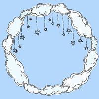 Frame of outline clouds in line-art style. Simple vector illustration.