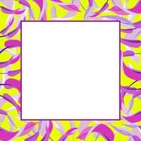 Vector bright square frame with banana leaves on pink background.