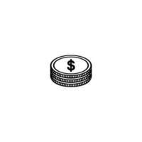 Stack of USA Currency, Dollar, USD, Pile of Money Icon Symbol. Vector Illustration