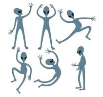 Set of funny cartoon alien character isolated on white background. vector