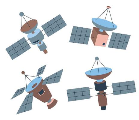 set of satellite on a white background.