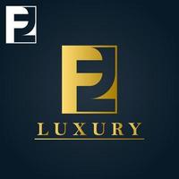 Letters p f e z and numbers 2 3 luxury monogram logo design golden negative space vector