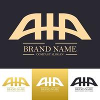 Simple luxury aia letters logo vector design template illustration in gold color and bridge concept
