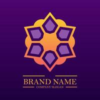 Simple mandala gradient orange and purple color with snowflake or star concept vector