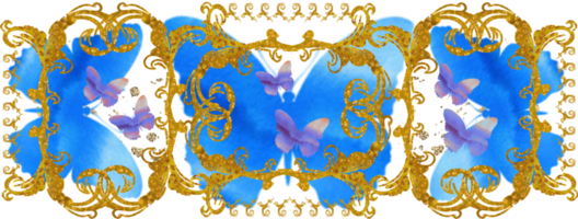 aquarell schmetterlinge. blaue und goldene Textur. hochzeit, geburtstag, valentinstag vorlage. png