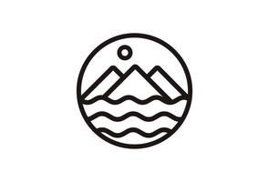 logotipo de montaña vintage con diseño de estilo de arte lineal vector