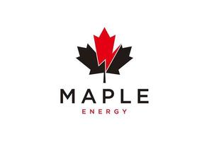 Maple Logo with lightning. Canada Symbol. Vector graphic design template element.
