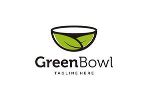 green leaf bowl logo design vector template