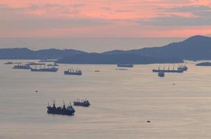 image of Cargo ship at twilight time. photo