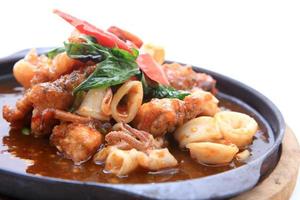 seafood stir fried with Thai herb. photo