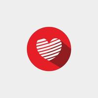 striped symmetric love heart icon in red circle sign logo concept