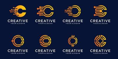 Set of abstract monogram letter c logo template vector