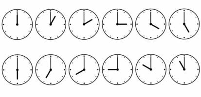clocks icon set for every hour isolated on white background vector