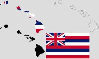 conjunto de iconos de bandera de mapa de estado de hawaii vector