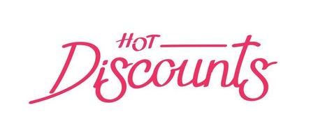 Calligraphic inscription Hot discounts. Vector logo. Branded trademark for the store and layout design.