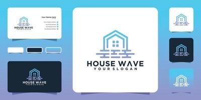 wave house logo design inspiration and business card vector