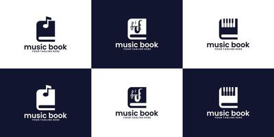 colección de inspiración de diseño de logotipo de libro de música vector