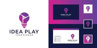 Creative bulb with Play icon logo concept, abstract colorful icon design template, and business card vector