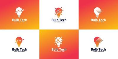 light bulb logo collection inspiration with connection lines and arrows vector