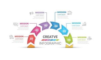 Circle infographics with numbers 6 option. vector