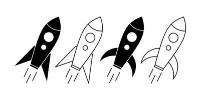 rocket icon set isolated on white background vector