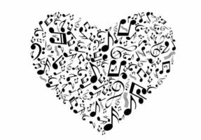 forma de corazón de notas musicales, icono de música de amor vector