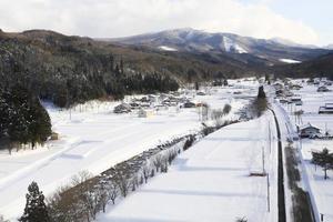 Snow covered houses photo