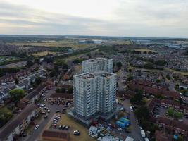 Aerial footage by drone high angle view of London Luton City of England with Buildings photo